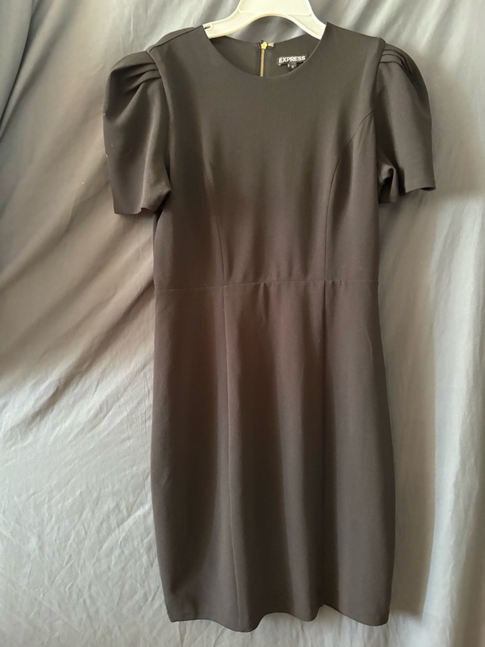 Express Black Puff Sleeve Midi Dress